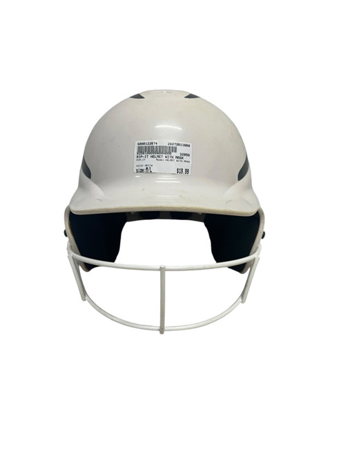 Vist Large View of Product Image Which is Used RIP-IT HELMET WITH MASK Batting Helmet w/Mask White M/L