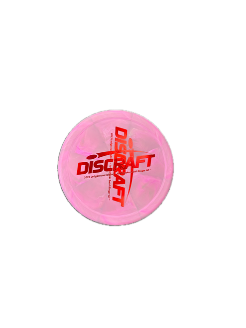 Vist Large View of Product Image Which is Used Discraft JAWBREAKER SWIRL RINGER GT Disc Golf Putter Pink