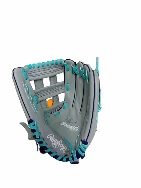 Vist Large View of Product Image Which is New Rawlings FASTPITCH SOFTBALL WFP12GM RH Throw Leather Shell Fastpitch Softball Glove Grey 12" - No Tags