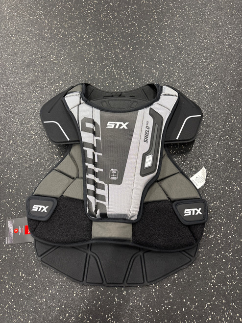 Vist Large View of Product Image Which is Used STX SHIELD 400 NOCSAE CP NWT LAX Goalie Chest M Black SM