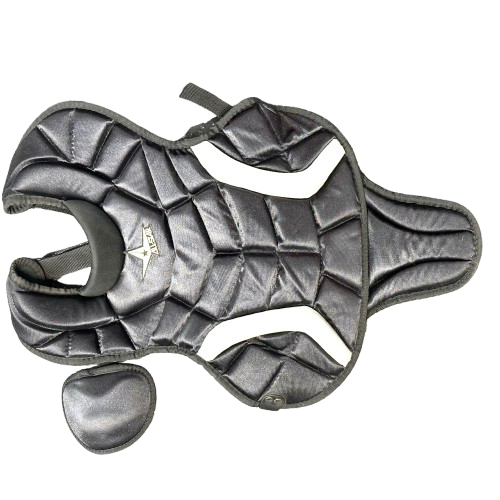Vist Large View of Product Image Which is Used All-Star CP912PS Catchers Chest Protector Black And Silver Youth