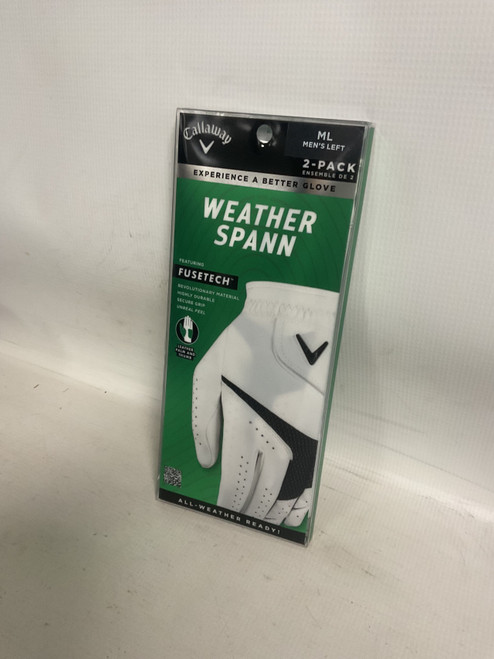 Vist Large View of Product Image Which is Used Callaway WEATHER SPANN 2PK Mens Golf Glove White M/L