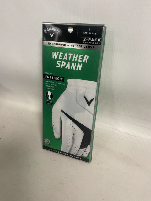 Vist Large View of Product Image Which is Used Callaway WEATHER SPANN 2PK Mens Golf Glove White LG