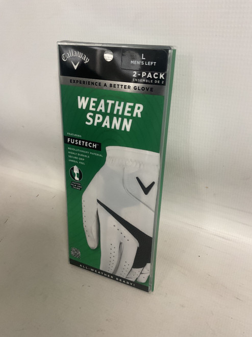 Vist Large View of Product Image Which is Used Callaway WEATHER SPANN 2PK Mens Golf Glove White LG