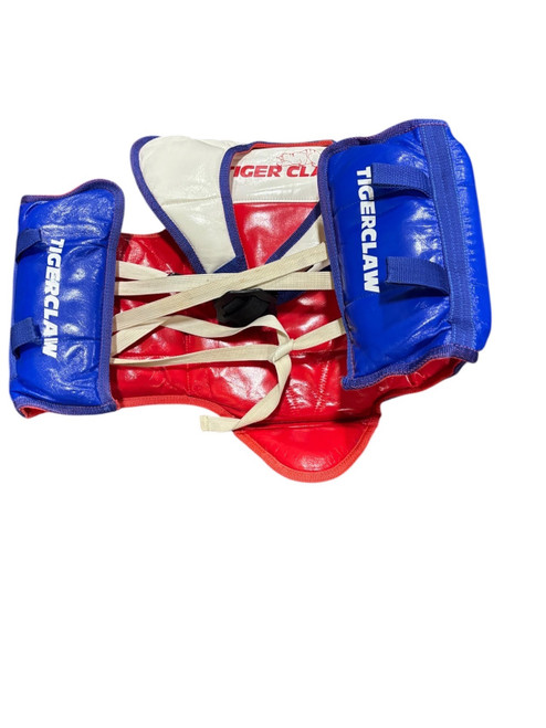 Vist Large View of Product Image Which is Used Tiger Claw Martial Arts Chest Guard White/Royal/Red MD