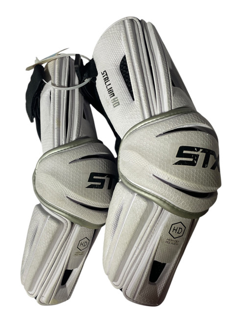 Vist Large View of Product Image Which is Used STX STALLION HD Lacrosse Arm Pads/Guards White LG