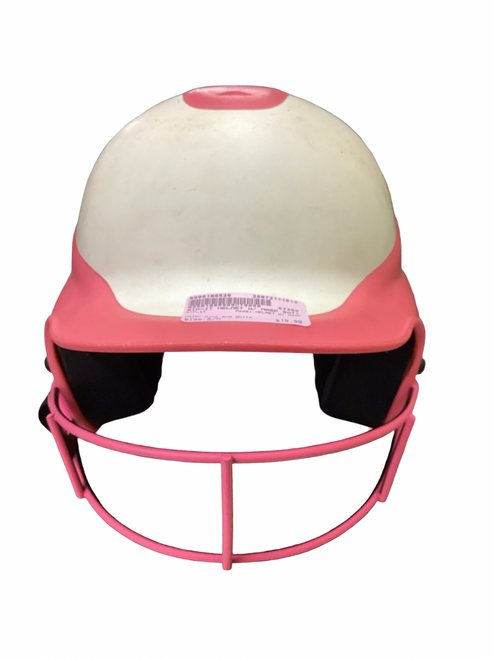 Vist Large View of Product Image Which is Used RIP-IT HELMET W/ MASK Batting Helmet w/Mask Pink And White S/M