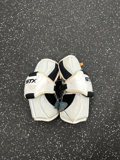 Vist Large View of Product Image Which is Used STX SURGEON Lacrosse Arm Pads/Guards White MD