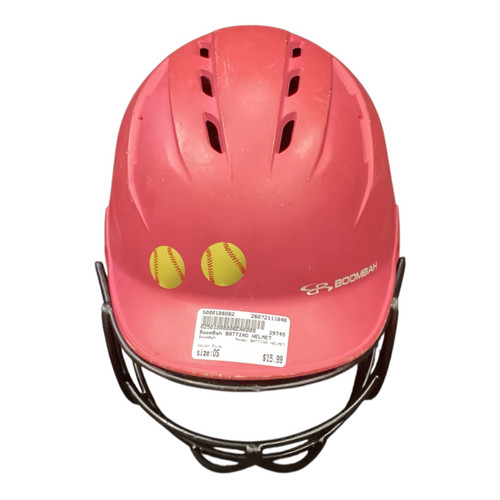 Vist Large View of Product Image Which is Used BoomBah BATTING HELMET Batting Helmet w/Mask Pink One Size