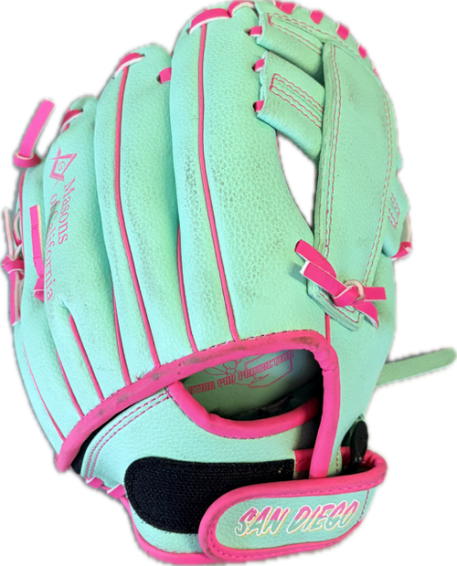 Vist Large View of Product Image Which is Used PADRES Baseball Glove LH Throw Green 10"
