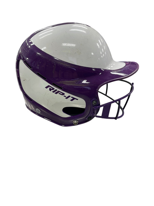 Vist Large View of Product Image Which is Used RIP-IT BB/SB HELMET W/ MASK Batting Helmet w/Mask Purple M/L