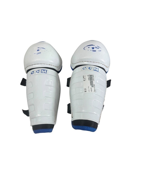 Vist Large View of Product Image Which is Used CCM TACKS Youth Shin Guards White 9"