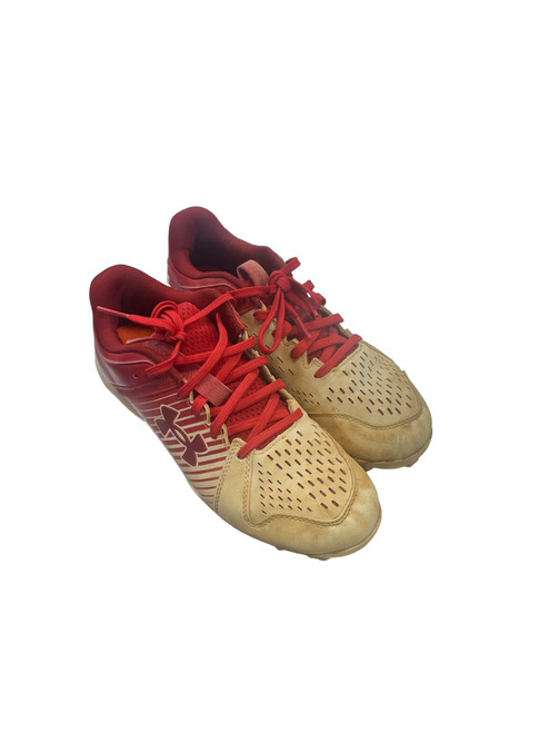Vist Large View of Product Image Which is Used Under Armour 4219167663 BB/SB Cleats Red Senior 6.5