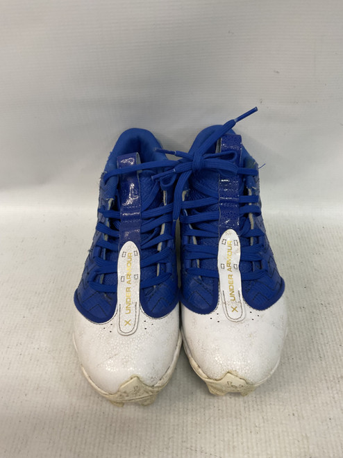 Vist Large View of Product Image Which is Used Under Armour BH SHOW BB/SB Cleats Royal Blue And White Junior 03.5