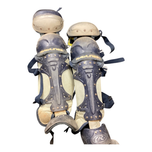 Vist Large View of Product Image Which is Used Rawlings LEG GAURDS Catchers Leg Guards Navy Blue Adult
