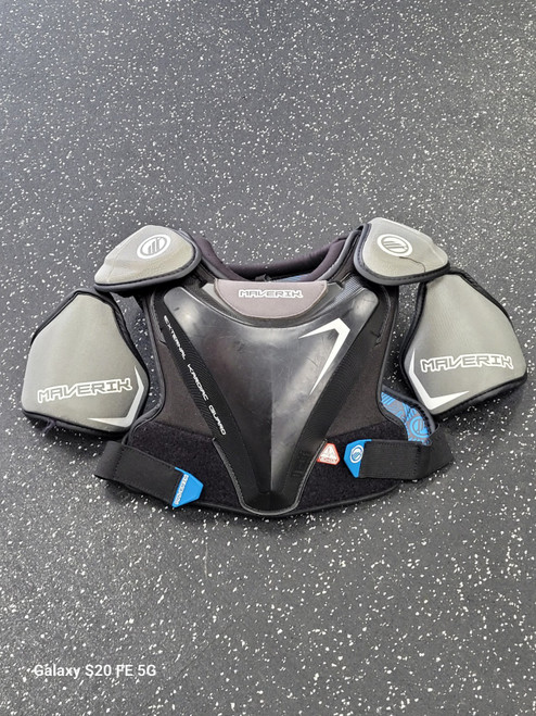 Vist Large View of Product Image Which is Used Maverik EKG CHARGER Lacrosse Shoulder Pads Black MD