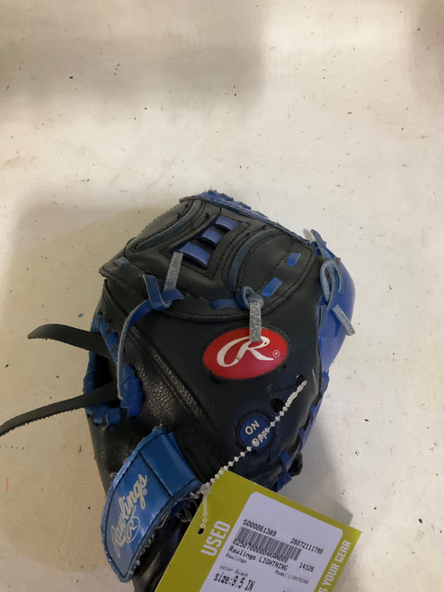 Vist Large View of Product Image Which is Used Rawlings LIGHTNING BB/SB Glove RH Throw Black 9 1/2"