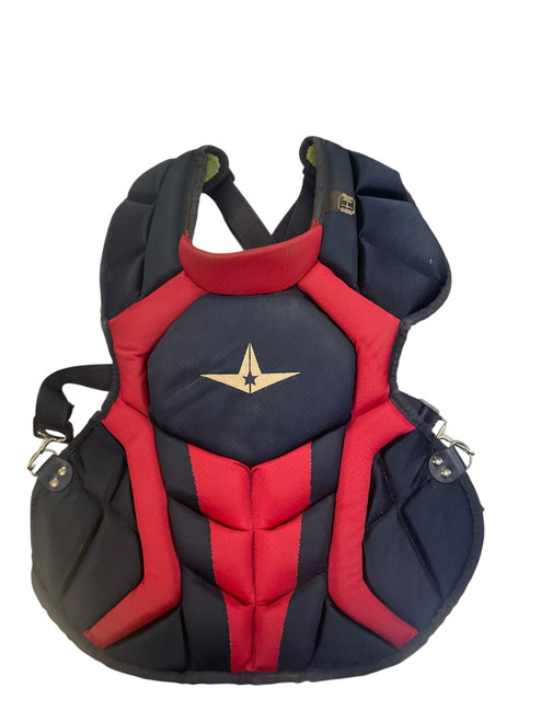 Vist Large View of Product Image Which is Used All-Star CPCC1216S7X Catchers Chest Protector Navy Blue Adult