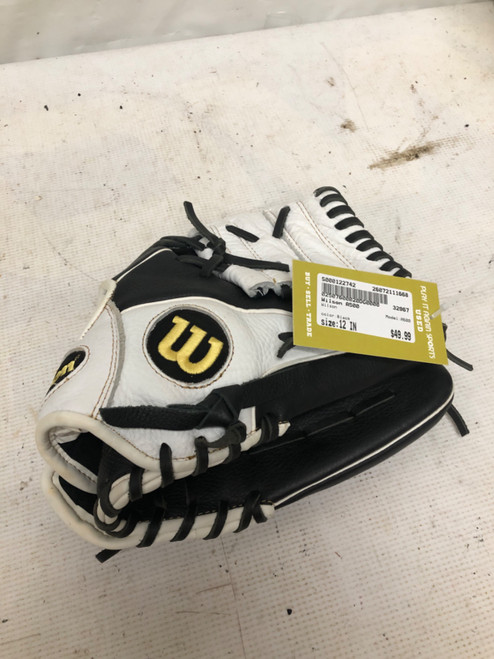 Vist Large View of Product Image Which is Used Wilson A500 RH Throw Fastpitch Gloves Black 12"