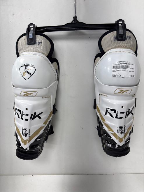 Vist Large View of Product Image Which is Used Reebok SC87 Junior Shin Guards White 10"