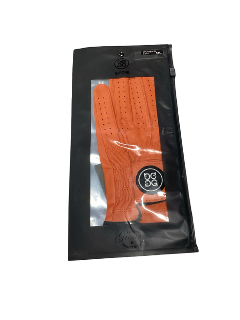 Vist Large View of Product Image Which is Used Womens Golf Glove Orange M/L