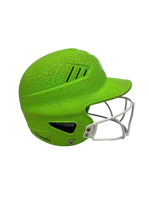 Vist Large View of Product Image Which is Used Rawlings RCFH OSFM Batting Helmet w/Mask Green 