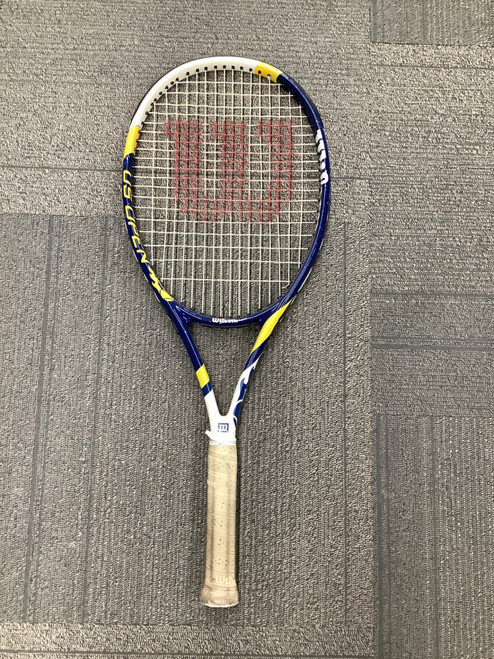 Vist Large View of Product Image Which is Used Wilson US OPEN Adult Tennis Racquet Navy Blue Unknown