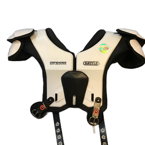 Vist Large View of Product Image Which is Used Battle Sports DEFENDER Football Shoulder Pads White Adult Medium