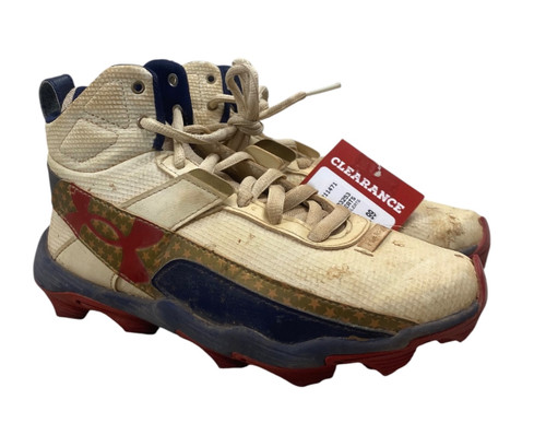 Vist Large View of Product Image Which is Used Under Armour USA BB CLEATS BB/SB Cleats White Junior 03