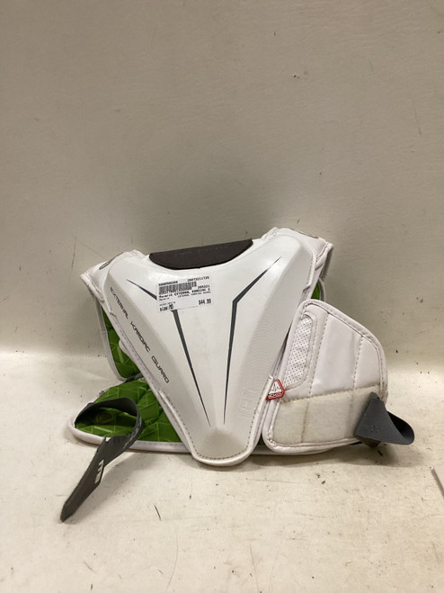 Vist Large View of Product Image Which is Used Maverik EXTERNAL KARDIAC GUARD Lacrosse Shoulder Pads White MD