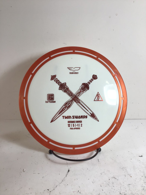 Vist Large View of Product Image Which is Used YIKUN TORTOISE TWIN SWORDS Disc Golf Driver White 174g