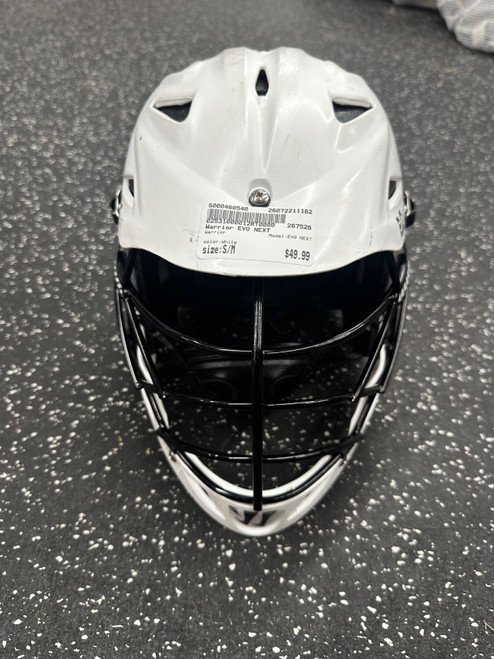 Vist Large View of Product Image Which is Used Warrior EVO NEXT Lacrosse Helmet White S/M