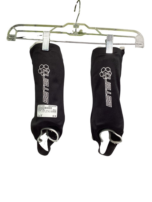 Vist Large View of Product Image Which is Used ESTERO SOCK STYLE SHINGUARDS Soccer Shin Guards Adult Black Senior