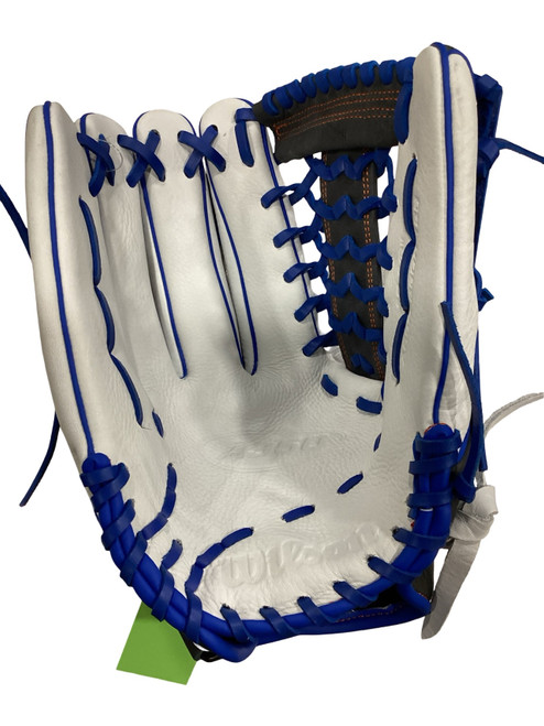Vist Large View of Product Image Which is Used Wilson A950 SERIES FASTPITCH BB/SB Glove LH Throw Royal Blue And Grey 12 1/2"