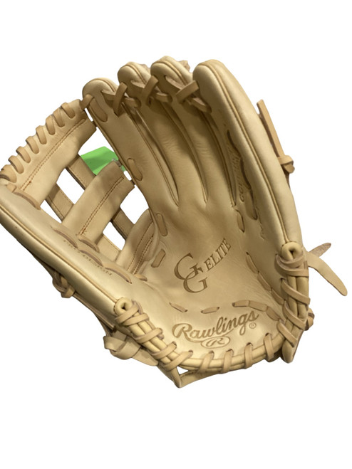 Vist Large View of Product Image Which is Used Rawlings GG ELITE BB/SB Glove RH Throw Tan 12"