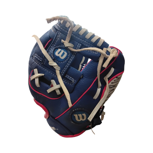 Vist Large View of Product Image Which is Used Wilson CUBS BB/SB Glove T-ball Royal Blue 10"