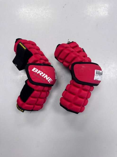 Vist Large View of Product Image Which is Used Brine CLUTCH Lacrosse Arm Pads/Guards Red LG