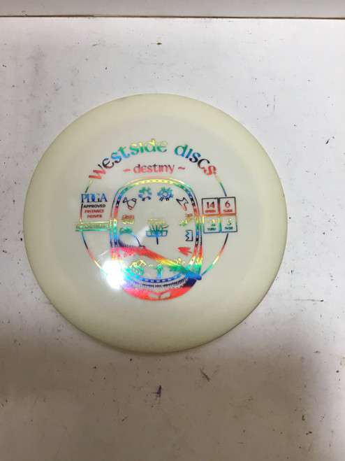 Vist Large View of Product Image Which is Used Westside TOURNAMENT DESTINY Disc Golf Driver White 170g