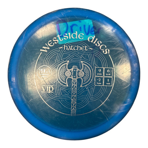 Vist Large View of Product Image Which is Used Westside VIP HATCHET Disc Golf Driver Royal Blue 173g