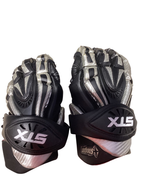 Vist Large View of Product Image Which is Used STX SHOGUN Lacrosse Gloves Junior Black 12"
