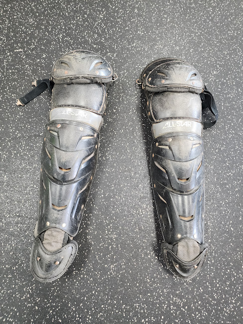 Vist Large View of Product Image Which is Used All Star LG1216PS Catchers Leg Guards Black Intermed