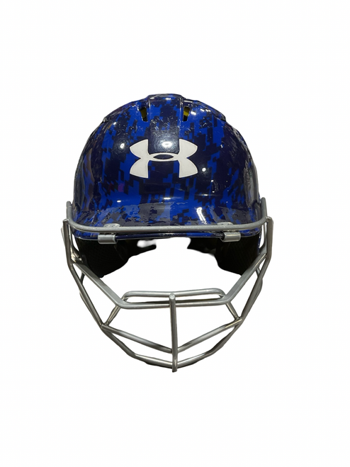 Vist Large View of Product Image Which is Used Under Armour BB HELMET Batting Helmet w/Mask Royal Blue One Size