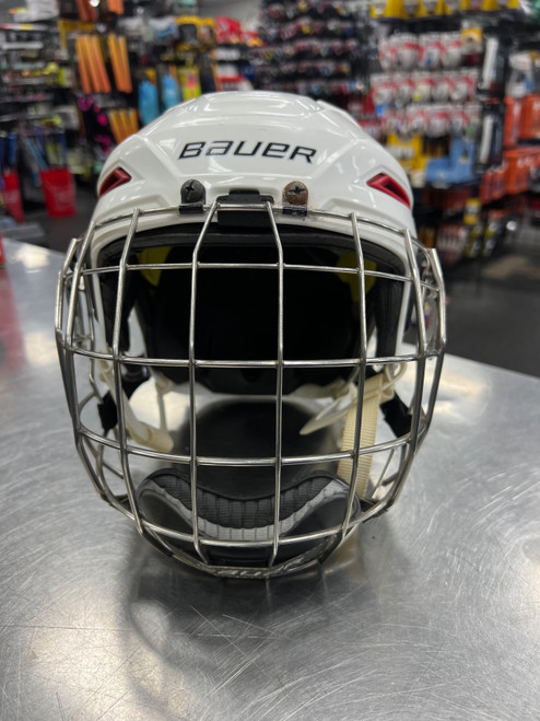 Vist Large View of Product Image Which is Used Bauer IMS11.0 Helmet Cage Combo White LG