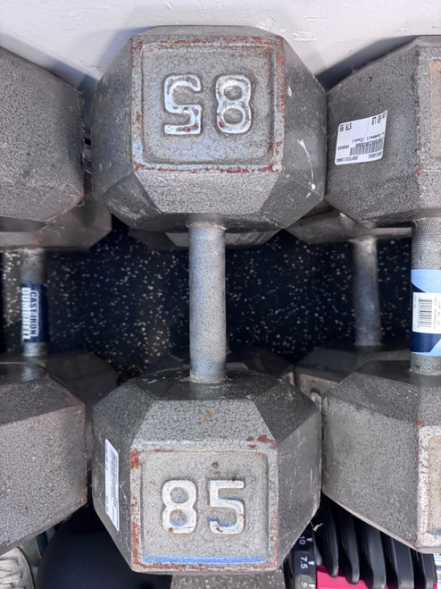 Vist Large View of Product Image Which is Used Hex Dumbbell (Each) 85 lb