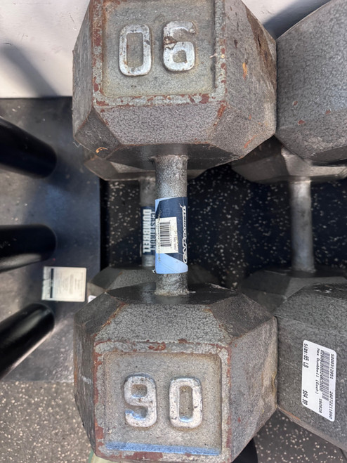 Vist Large View of Product Image Which is Used Hex Dumbbell (Each) 90 lb
