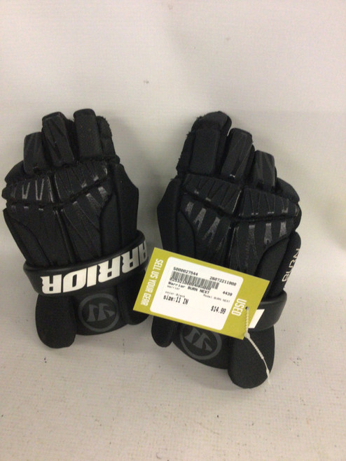 Vist Large View of Product Image Which is Used Warrior BURN NEXT Lacrosse Gloves Mens Black 11"