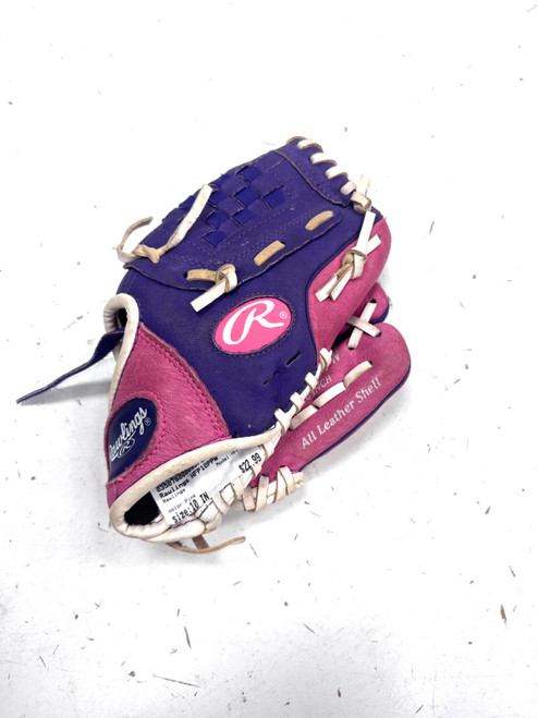 Vist Large View of Product Image Which is Used Rawlings HFP10PPW RH Throw Fastpitch Gloves Pink 10"
