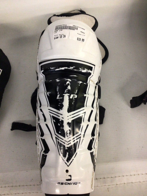 Vist Large View of Product Image Which is Used CCM LTP Youth Shin Guards White 10"