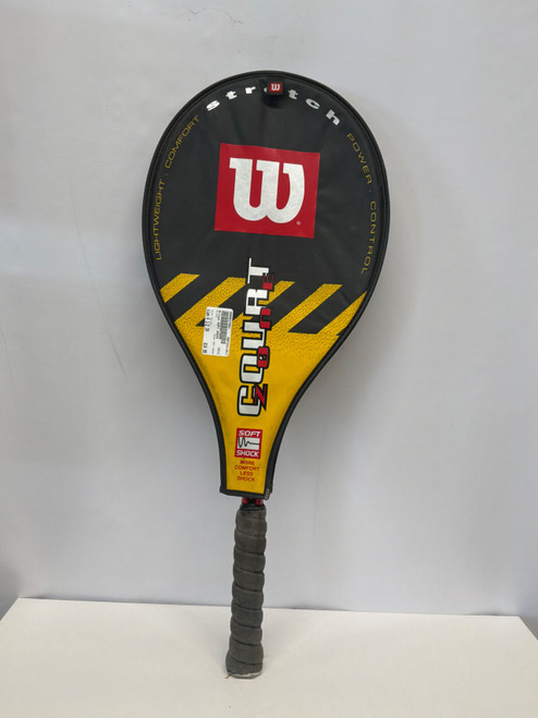 Vist Large View of Product Image Which is Used Wilson SOFT SHOCK Adult Tennis Racquet Yellow 4 1/2"
