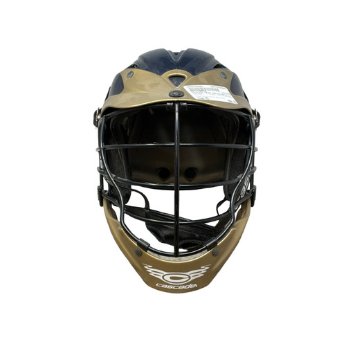 Vist Large View of Product Image Which is Used Cascade CPXR ADJUSTABLE Lacrosse Helmet Royal Blue And Gold One Size